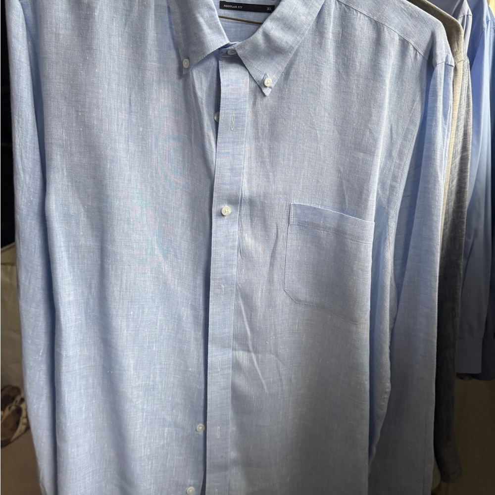 Men's Nordstrom Light Blue Button-Down Linen Shirt Size XL KEEP COOL THIS SUMMER